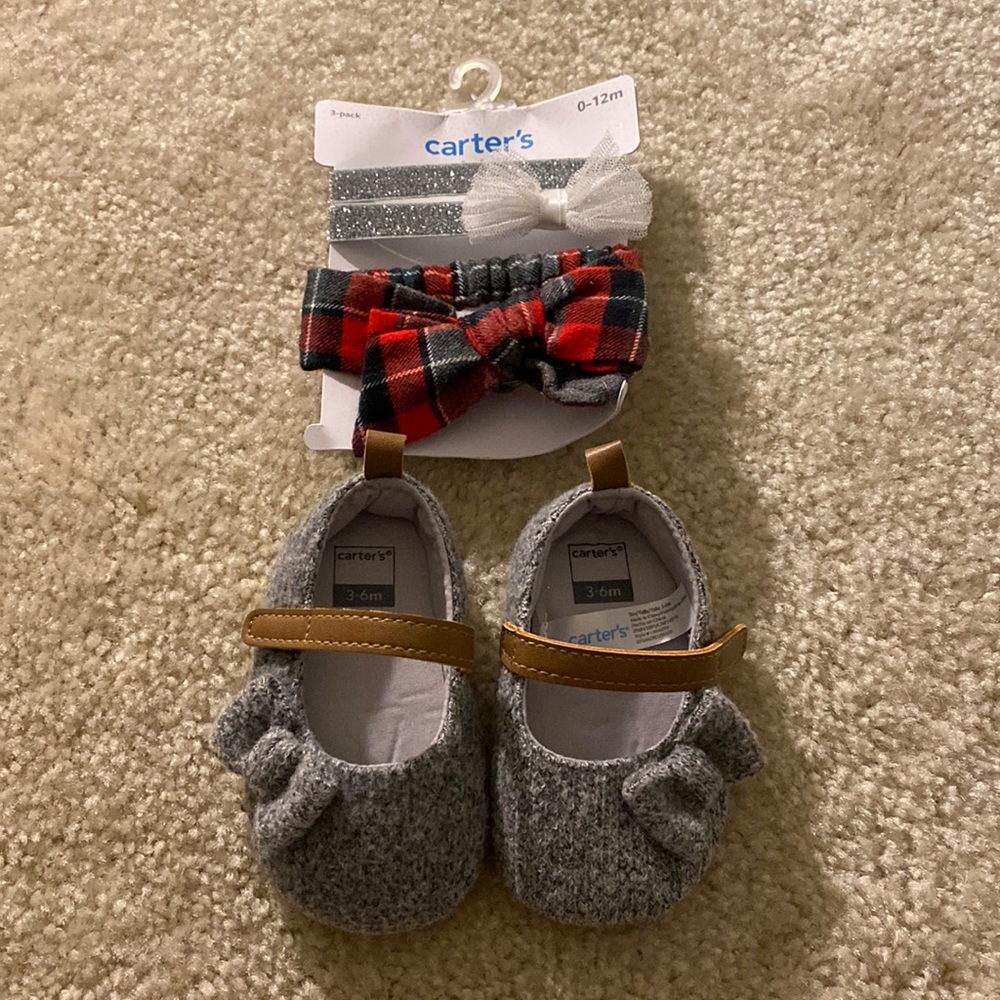 NWT carters holiday headband and shoes